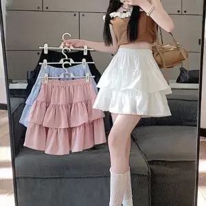 [하프클럽/]여성 하이웨스트 캉캉 미니 스커트 A라인 스커트 허리밴딩 치마