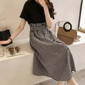 [하프클럽/]레이디스 체크무늬 무늬 단품 활용 치마 숏티투피스세트 레이디