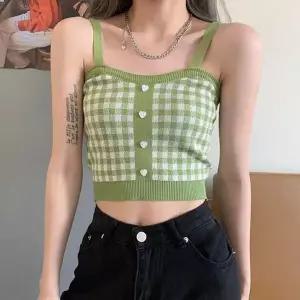 [하프클럽/]스타일우먼 다색 울탑 크롭핏 체크패턴 예쁜 슬리브리스