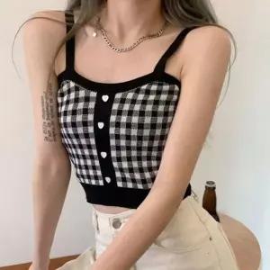 [하프클럽/]걸 나들이 세미크롭 패션 체크무늬 프린트 풀오버쇼트 소매없음