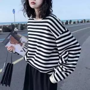 [하프클럽/]걸 스트라이프 데일리박시핏 사계절 맨투맨티 F/W 풀슬리브티