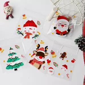 성탄절 크리스마스 opp접착봉투 투명5종 50장세트/OPP/봉투/포장/비닐/투명/접착/쿠키/수축/필름/접착식/포