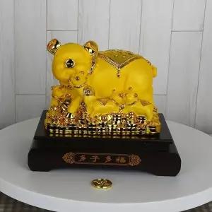 데일리데코 황금복 돼지가족-특대 인테리어소품 저금통