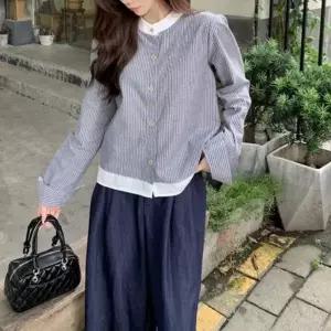 [다잇템] 여자 차이나카라 단가라 콘트라스트 밑단 셔츠_23923166_588872