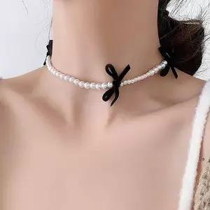 여자 벨벳 플랫 리본 초커 데일리 넥포인트 여성드레시초커