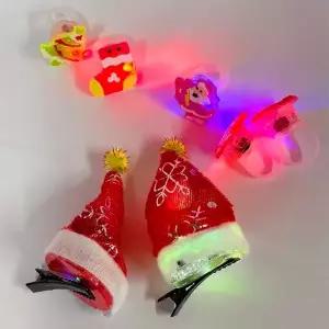 크리스마스 LED 산타모자 머리핀 및 불빛 반지  파티 소품 장식 야광 라이트 눈사람 유치원 단체 선물