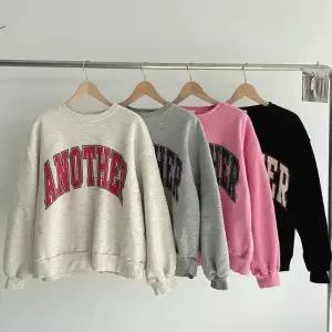 [다잇템] 여성 벌룬 콘트라스트 빅사이즈 라운드 필기체 맨투맨_23943342_588872