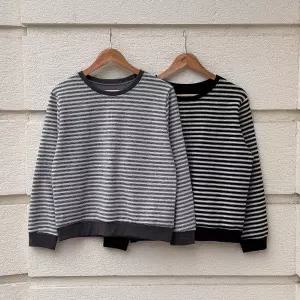 [다잇템] 여성 맨투맨 U넥 편한 롱슬리브 FW 줄무늬 시보리_23943344_588872