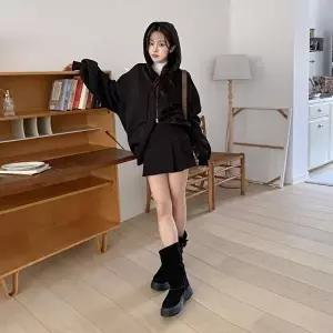 [옷자락]여성 루즈핏 후드집업 자켓 리본 포인트