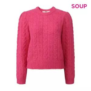 [롯데백화점]SOUP 꽈배기 퍼프 소매 울 니트 S5CLK09