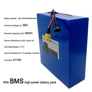 21700 10S8P 36V 50AH 리튬 배터리 팩 고전력 내장 BMS 다양한 에너지 백업에