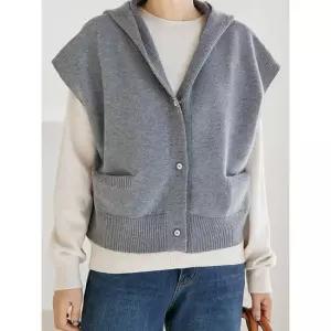 김여사 알리 후드 니트조끼 루즈핏 미시 레이어드 베스트 5VE512117