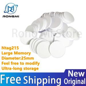 NFC Ntag215 13.56MHz 코인 본딩 카드 배지 ISO/EC14443A 25mm 방수 PVC 215 전자 태그