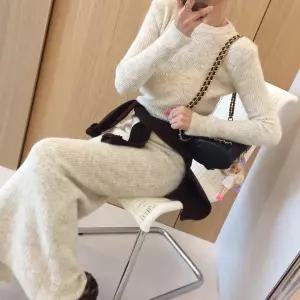 디바 밴딩 머메이드 롱스커트 라운드 크롭 긴팔 골지니트 겨울 투피스세트 (3color)