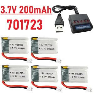 H36 E010 F36 h36 RC 쿼드콥터 부품용 충전기로 3.7V 200mAh 배터리 업그레이드 701723 리포