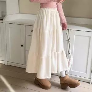 [다잇템] 여자 고무줄 롱 티어드 FW 스커트 후레아 보온 스커트_23961262_588872