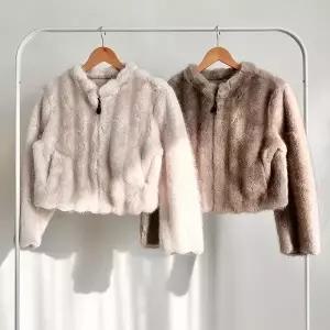 [다잇템] 여성 시어링 퍼 주머니 인조밍크 FW 집업 자켓_23961350_588872