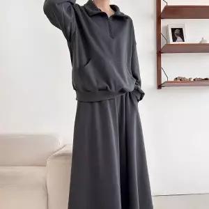 [다잇템] 여성 보온 카라 하프집업 맨투맨 긴치마 주머니 세트_23961511_588872