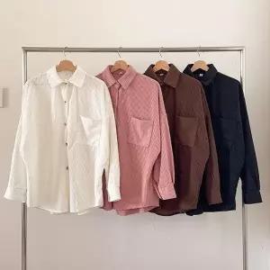 [다잇템] 여성 주머니 남방 힙커버 코듀로이 빅사이즈 분홍색_23961498_588872