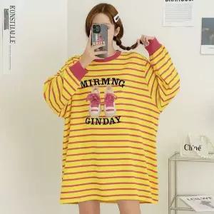 [하프클럽/]빅사이즈 512 컬러단가라슈즈티셔츠 DMAV825