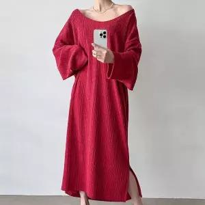 [하프클럽/]빅사이즈 512 골지트임오프넥원피스 DMAV823