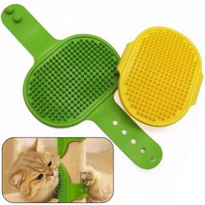 반려동물 샴푸 목욕 브러쉬 긴숏 털을 가진 개와 고양이를 위한 조절 가능 링 손잡이가  진정 마사지 고무