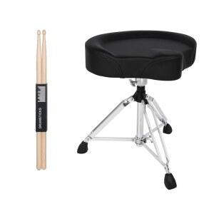 [미국배송] 스트릭 새들 드럼 왕좌 시트 회전 조절식 패딩 스툴 5A 스틱이 있는 헤비 듀티 모터사이클 스타일의 넓어진 의자 기타 SDB-30