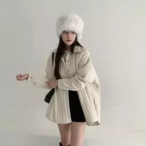 [하프클럽/다잇템]여자 재킷 오버루즈핏 퀼팅 골덴 남방 점퍼