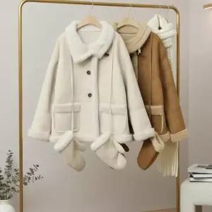 [신세계라이브쇼핑][옷자락] 여자 떡볶이단추 퍼카라넥 포켓 벙어리장갑 무스탕 자켓