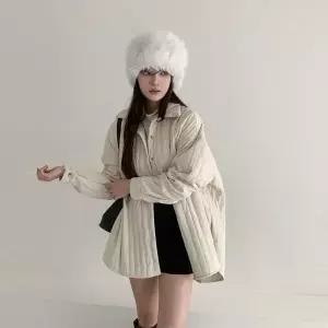 여자 코듀로이 퀼팅 오버루즈핏 재킷 골덴 남방 점퍼