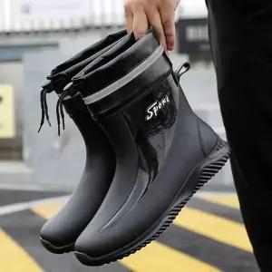 [하프클럽/]남성용 캠핑 미들 레인부츠 캐주얼 디자인 방수 슈즈