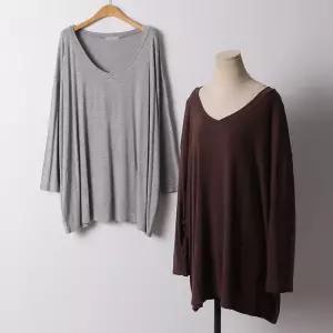 빅사이즈 512 실키브이넥여리티셔츠 DRAF084