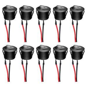 Twideec/10Pcs 12V 원형 로커 스위치 AC 6A/250V 10A/125V SPST 2핀 온/오프 토글 스위치(사전 납땜 와이어 KCD1-X-Y 포함)