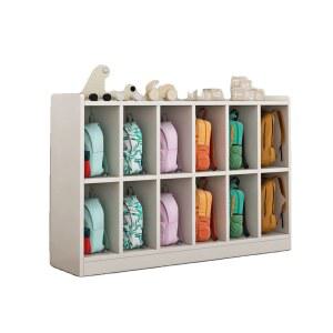 수납장 유치원 교실 원목 책가방 형태의자 코너