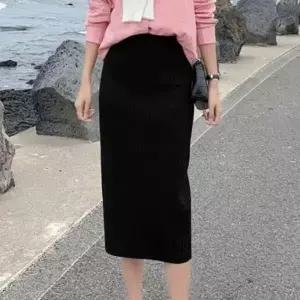 허리밴딩 가을 겨울 체크 롱 스커트