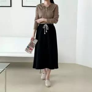 하이웨스트 A라인 데님 청스커트