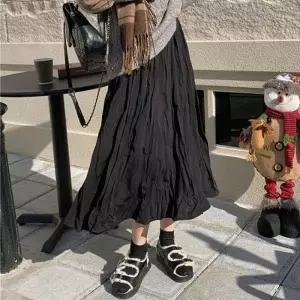 주름 하이웨스트 데일리 롱스커트