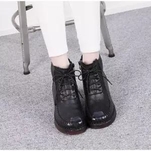 [라운슈] 소가죽 레이스업 퍼안감 워커힐 3cm