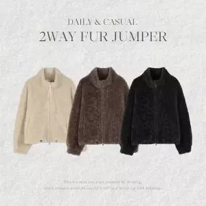 핫핑 [하이넥&카라/무스탕안감] 누블랑 루즈핏 카라 투웨이 스트링 퍼 점퍼