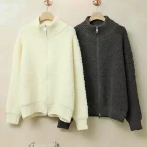 [하프클럽/옷자락]여자 뽀글이 골지하이넥 투웨이집업 겨울 양털 점퍼