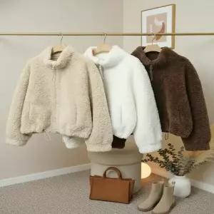 [하프클럽/옷자락]여자 겨울 스트링 하이넥 투웨이집업 양털 퍼 점퍼