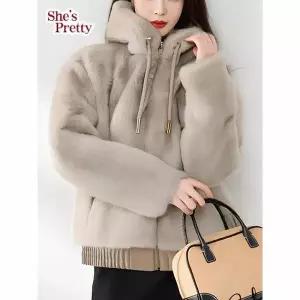 [하프클럽/쉬즈프리티]올씨래빗페이크퍼후드코트 L까지_여성퍼코트