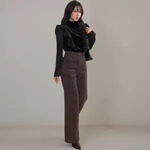 [신상오픈런]|CHH41FF|여성용 겨울 벨벳 프릴 블라우스 연말 파티룩