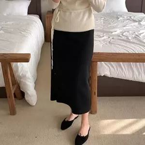 [신상오픈런]|KSK181F|여성용 겨울 슬림핏 롱 골지 니트 스커트