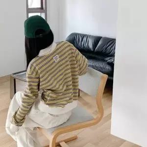 [다잇템] 여자 줄무늬 티셔츠 단가라 세미크롭 기모겨울 맨투맨_23961735_588872