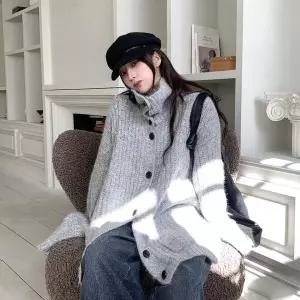 [하프클럽/]여성 더블포켓 스웨터 빅사이즈 가디건