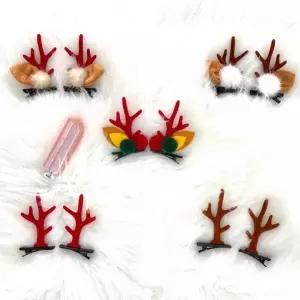 크리스마스 집게핀 루들프 뿔 머리핀 2P 5종