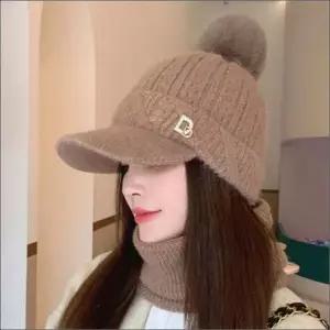 4컬러 니트 여자 모자 왕방울 캡모자 비니 방한 골프 겨울