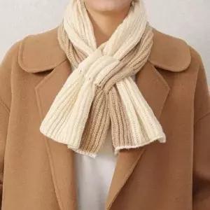 엠로트 남자 여자 겨울 커플 선물 털 목도리 머플러 배색 투톤 고리 니트