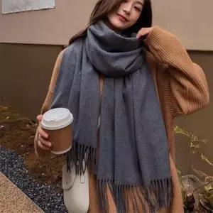 엠로트 남자 여자 겨울 커플 선물 털 목도리 머플러 심플 무지 여성용 따뜻한 니트 예쁜 학생